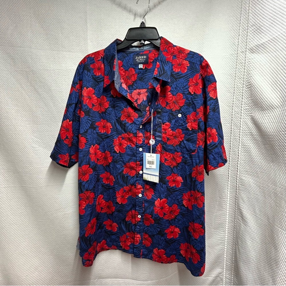 NWT Jared Lang Red and Blue Casual Button Down Shirt XXXL